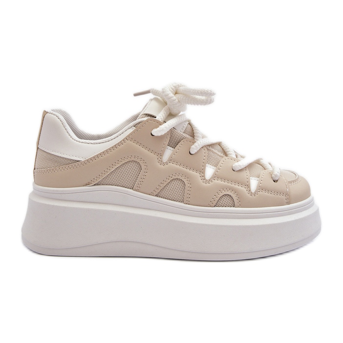 Sneakers da Donna con Allacciatura Spessa Beige Vinali