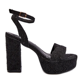 Sandali in denim con tacco alto Nero Acrana