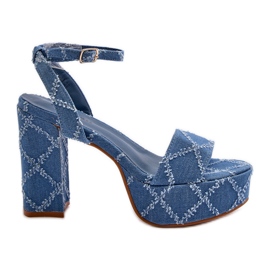 Sandali in denim blu con tacco alto Acrana