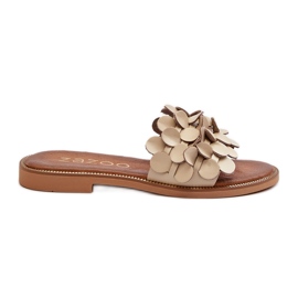 Zazoo 40381 Infradito da donna in pelle con tacco piatto, Beige