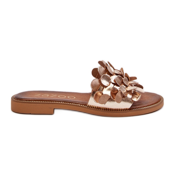 Zazoo 40381 Sandali piatti in pelle da donna, Oro d'oro