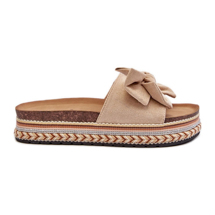Infradito da donna beige su una piattaforma con fiocco Evatria