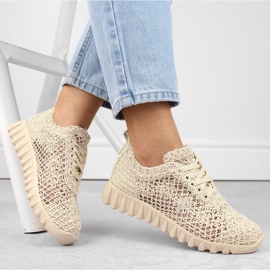 Scarpe sportive da donna in pizzo beige T.Sokolski 1982