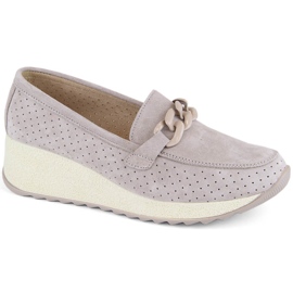 Scarpe da donna con zeppa in pelle scamosciata beige Filippo DP6212