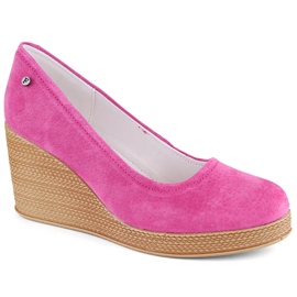 Scarpe con zeppa da donna in pelle scamosciata fucsia Filippo DP3521 rosa