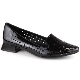 M. DASZYŃSKI Scarpe slip-on traforate da donna in vernice M.Daszyński SA178A-2 nero