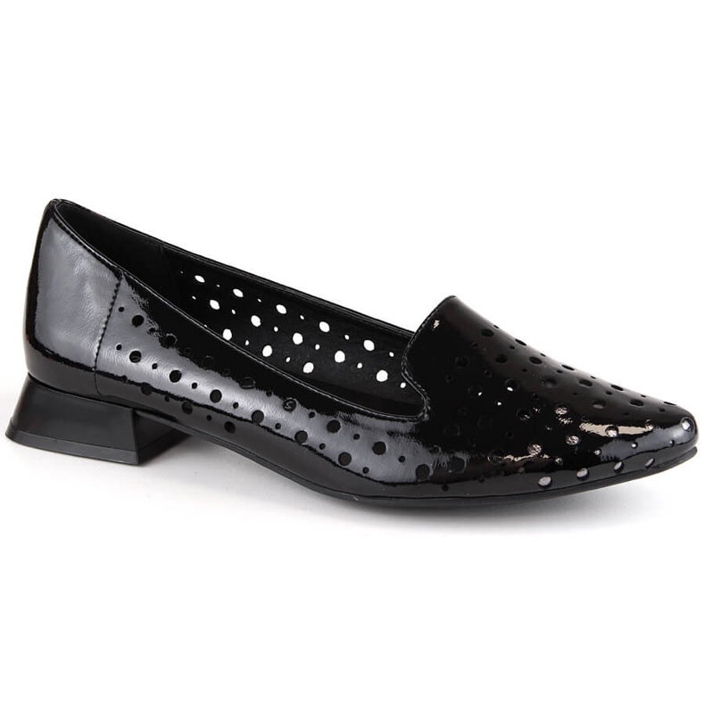 M. DASZYŃSKI Scarpe slip-on traforate da donna in vernice M.Daszyński SA178A-2 nero