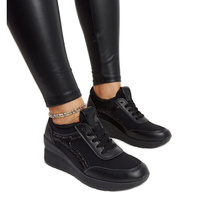 Sneakers con zeppa Hermina nere nero