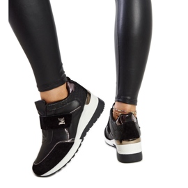 Sneakers nere con zeppa e chiusura con velcro Libuse nero