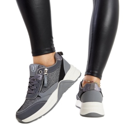 Sneaker grigie lucide sulla piattaforma Makda grigio