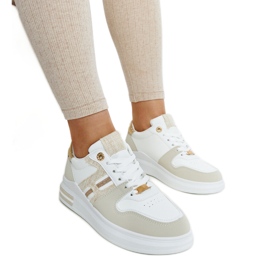 Sneakers bianche e beige sulla piattaforma Negisti bianco