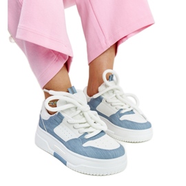 Sneaker platform bianche e blu bianca