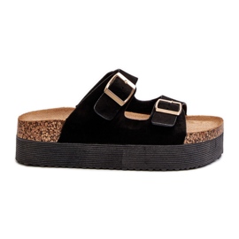 Infradito da donna con plateau e fibbie nere Lolpey nero