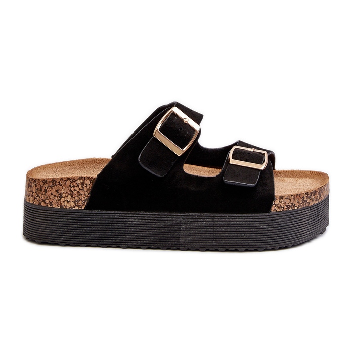 Infradito da donna con plateau e fibbie nere Lolpey nero