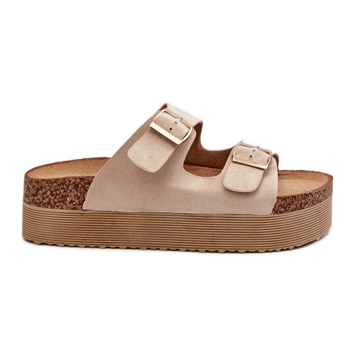 Infradito da donna con plateau e fibbie Beige Lolpey