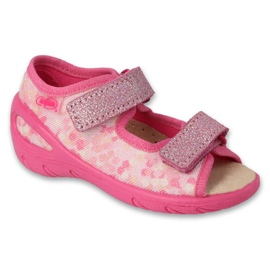 Sandali da bambino Befado con inserto in pelle 063X015 rosa con glitter
