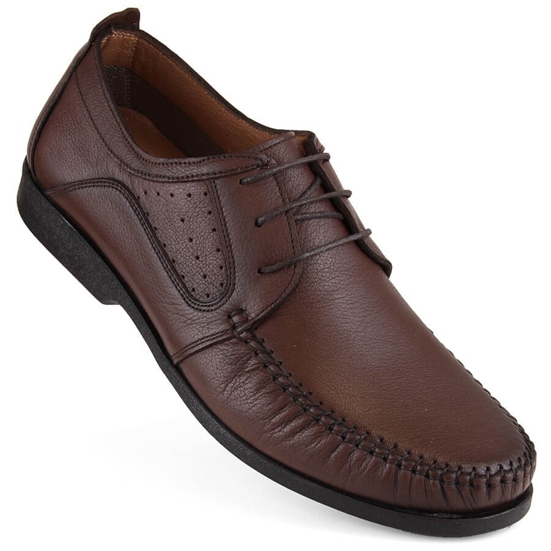 Scarpe da uomo in pelle, mocassini stringati, marrone, T.Sokolski W21-900