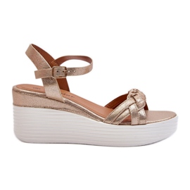 Sandali con zeppa dorati Esinna d'oro