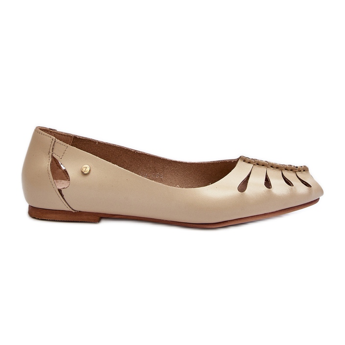 Zazoo 10009 Comode ballerine in pelle da donna, beige