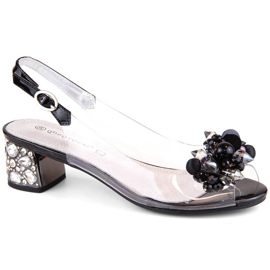 Sandali da donna trasparenti con perline, Potocki nero WS43300