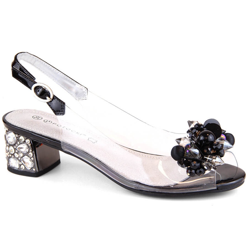 Sandali da donna trasparenti con perline, Potocki nero WS43300