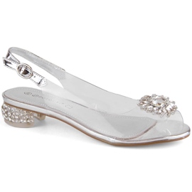 Sandali da donna trasparenti con zirconi argento Potocki WS43301