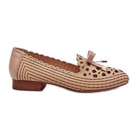 Jezzi Ballerine traforate da donna beige con fiocco Nestavia