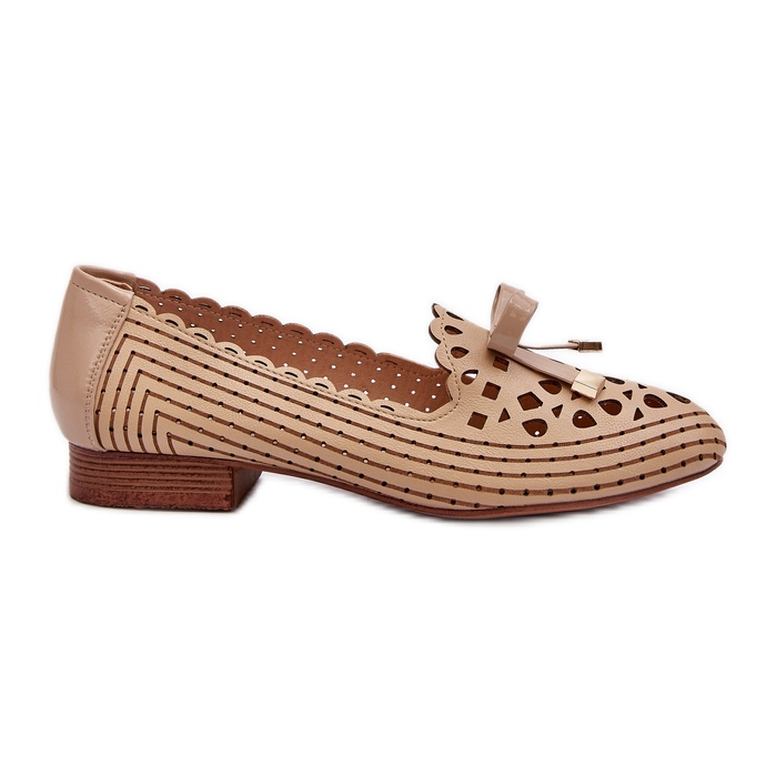 Jezzi Ballerine traforate da donna beige con fiocco Nestavia