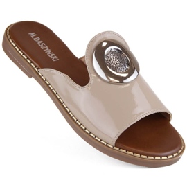 Pantofole in vernice beige M.Daszyński W SAN34