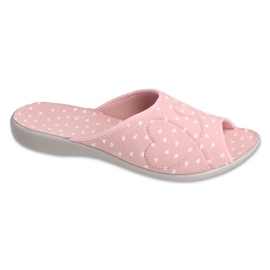 Ciabatte da donna in pu Befado 254D154, rosa, con cuori