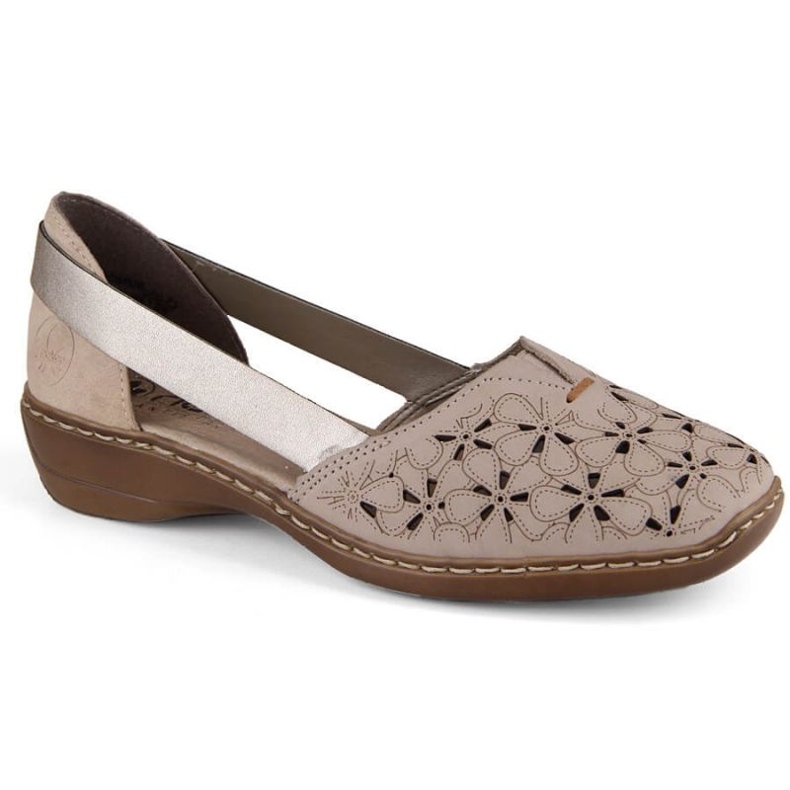 Comode scarpe in pelle Rieker W RKR442C, beige