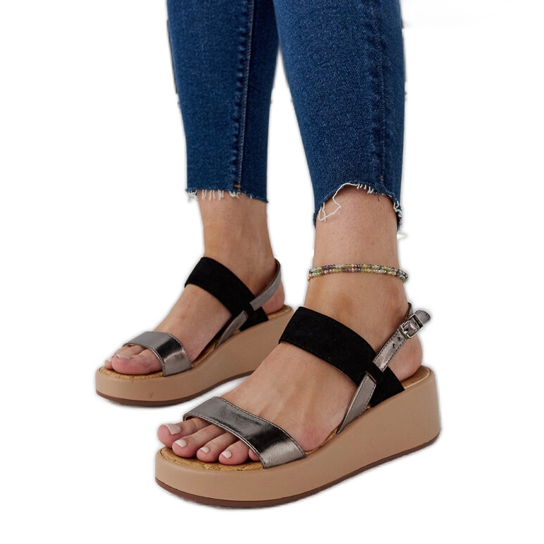 Sandali con zeppa Tonka nero