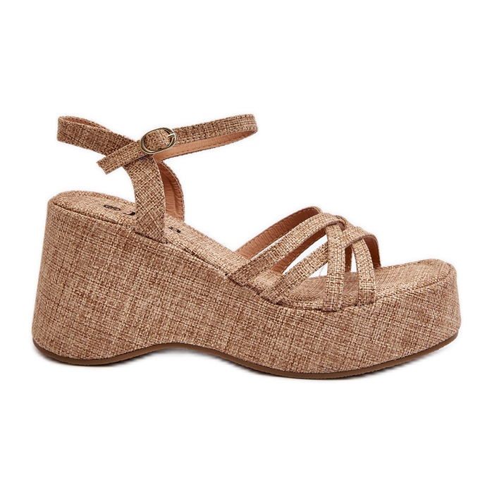 Sandali beige con plateau e zeppa Oporia