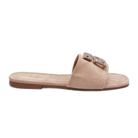 Infradito Da Donna Con Tacco Piatto Con Decorazione, Inaile Beige