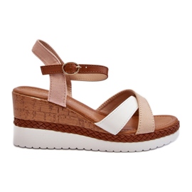 Sandali con zeppa Kioda beige con cinturini