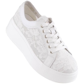 Scarpe con plateau S.Barski W OLI246A, bianche bianco