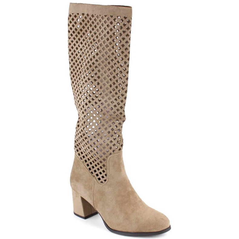Jezzi W JEZ424 stivali traforati in pelle scamosciata beige
