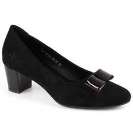 Scarpe con tacco in camoscio traforato Vinceza W JAN285, nere nero