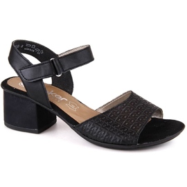 Comodi sandali in pelle Rieker W RKR675 neri nero
