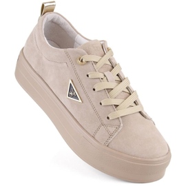 Scarpe in pelle scamosciata sulla piattaforma Filippo W PAW315C, beige