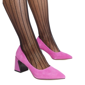 Décolleté con tacco alto in pelle rosa scuro di Vinceza