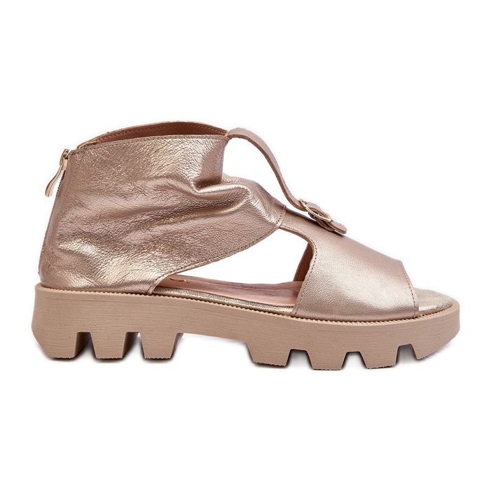 Zazoo 999 Sandali in pelle da donna con cerniera, Oro d'oro
