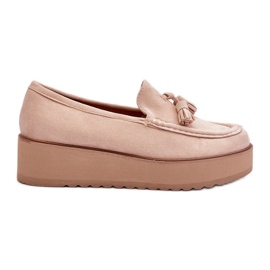 Mocassini Platform Da Donna Con Frange, Mialani Beige Chiaro
