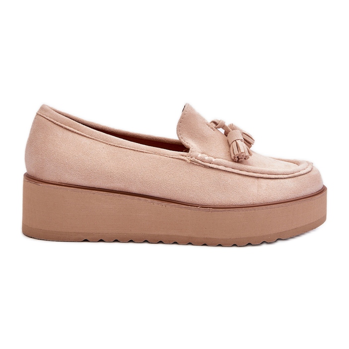 Mocassini Platform Da Donna Con Frange, Mialani Beige Chiaro
