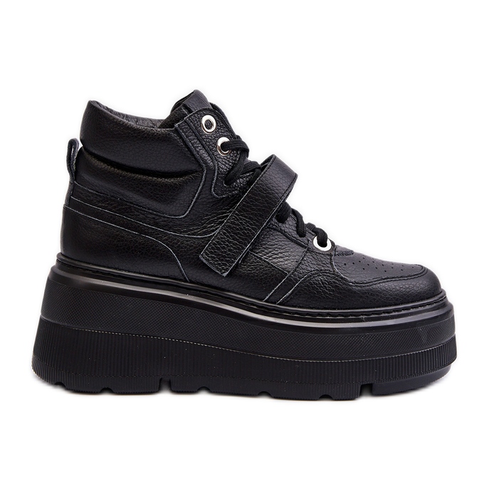 Scarpe da ginnastica in pelle da donna Zazoo 3450 Nere nero