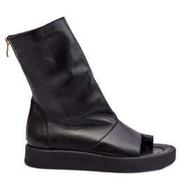 Sandali in pelle da donna Zazoo 3441 con tomaia nera nero