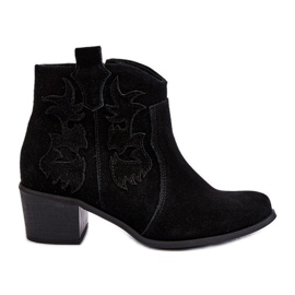 Zazoo 3426 Stivali da cowboy in pelle scamosciata da donna Neri nero