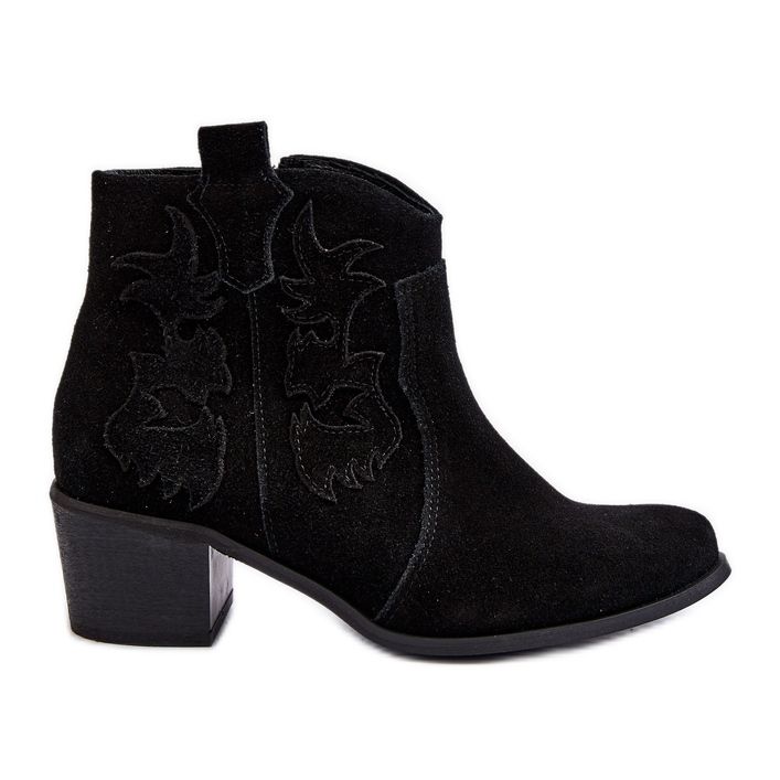 Zazoo 3426 Stivali da cowboy in pelle scamosciata da donna Neri nero