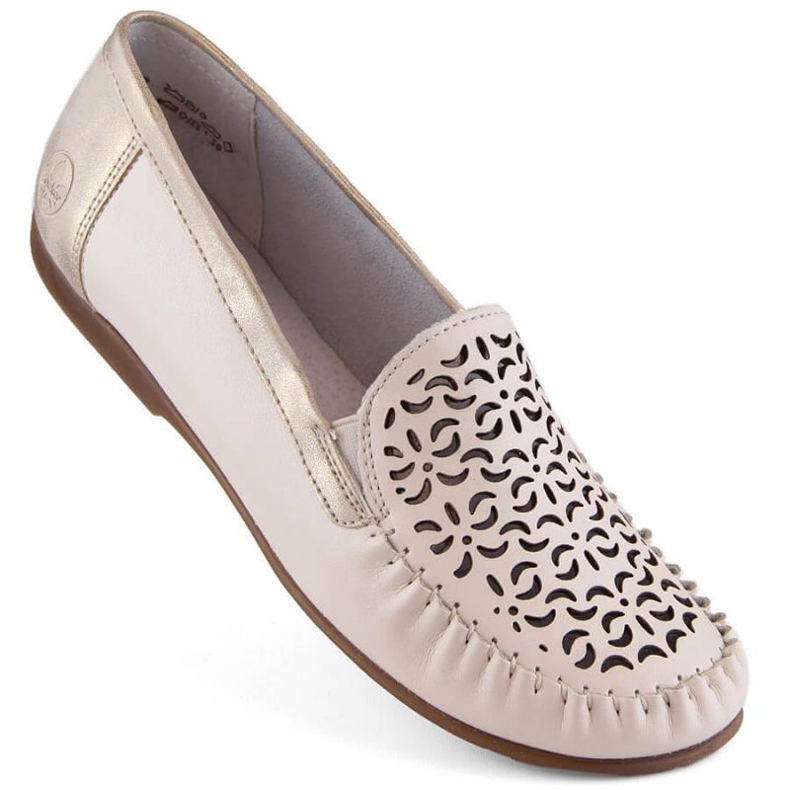 Comode scarpe traforate in pelle Rieker W RKR658, beige