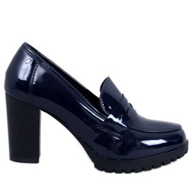 Mocassini con tacco in vernice Jeffis Dark Blue